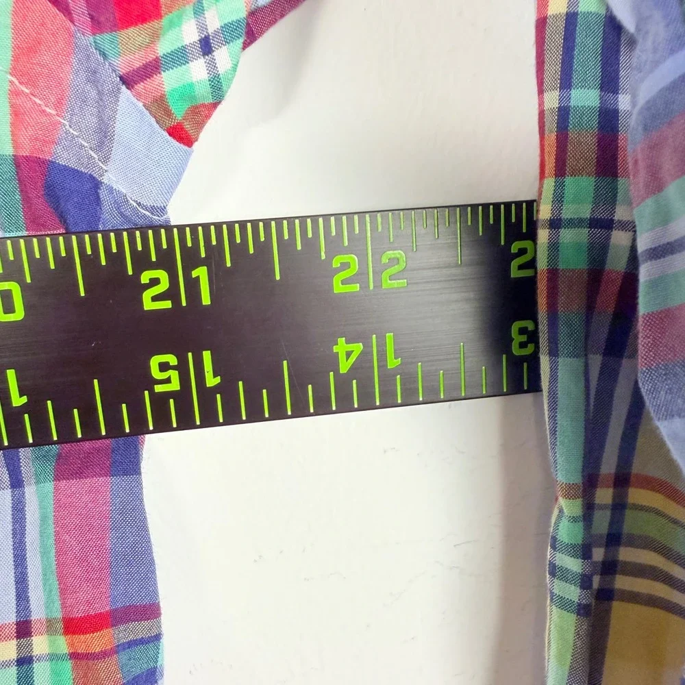 Ralph Lauren Button Down Shirt Boys XL Multicolor Madras Plaid Classic Pony Prep